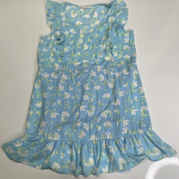 Collective Concepts Ruffled Floral Mini Dress Light Blue Size Large NEW w/o Tags - Picture 2 of 10